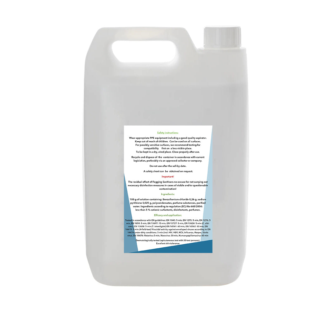 Fogging Sanitiser Solution - Covid Certified with 10 day activity - 5L